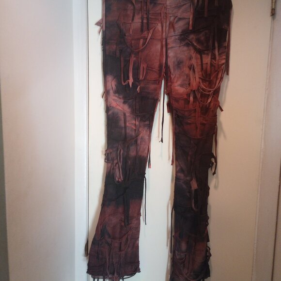 Pants distressed look stretch pull on Brown size L New in original packaging! - Picture 1 of 9